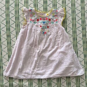Boden Floral Embroidered Kids Dress - Pink